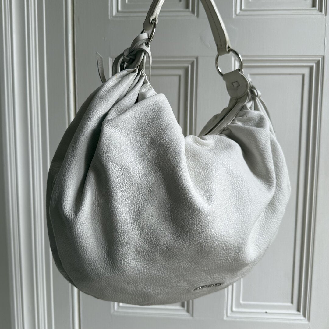 Miu Miu Hobo Bow Leather White Shoulder Bag
