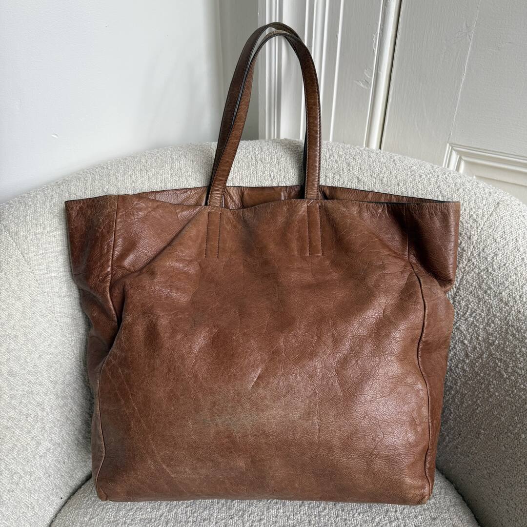 Miu Miu Vitello Brown Leather Tote Bag