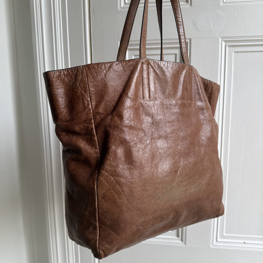 Miu Miu Vitello Brown Leather Tote Bag