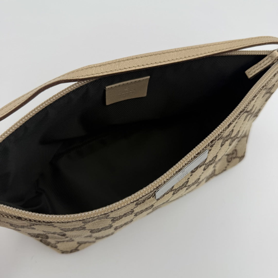 Gucci GG Monogram Beige Boat Pochette Handbag