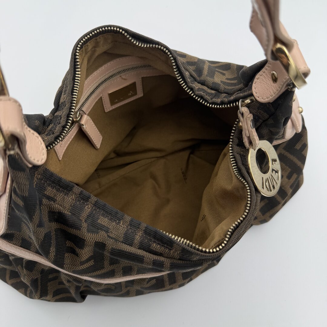 Fendi Zucca Charm Pink Shoulder Bag