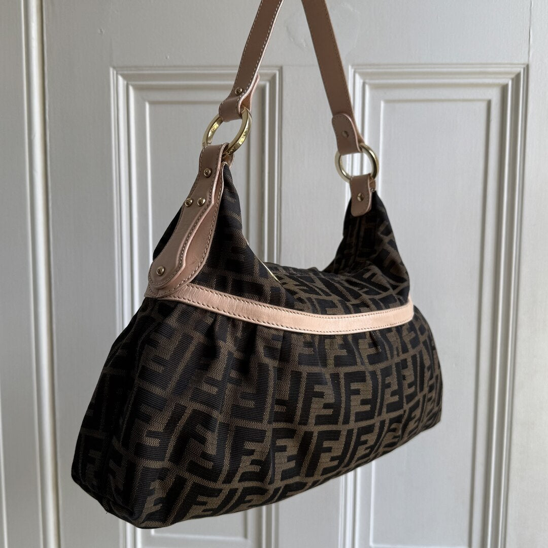 Fendi Zucca Charm Pink Shoulder Bag