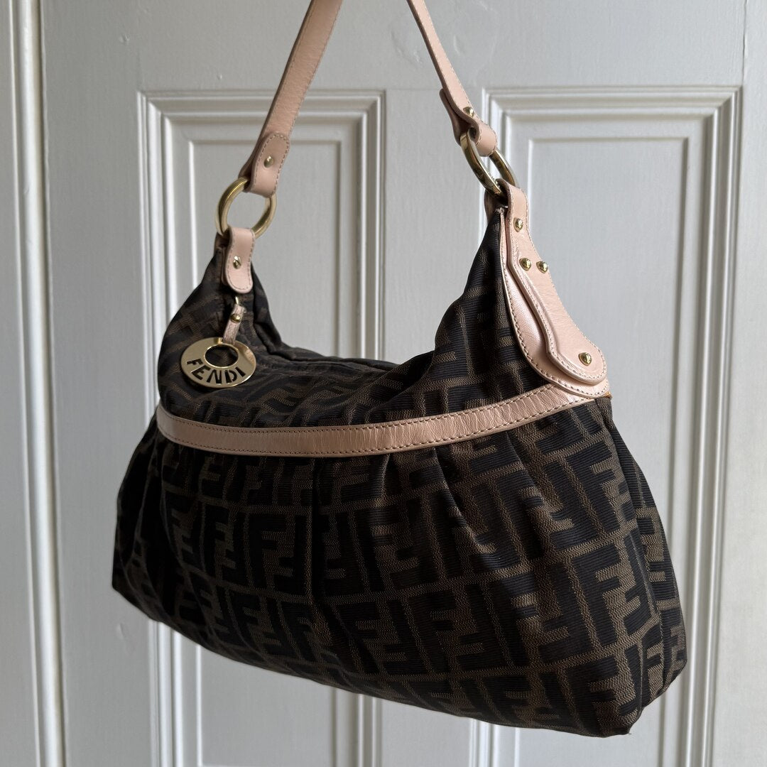 Fendi Zucca Charm Pink Shoulder Bag
