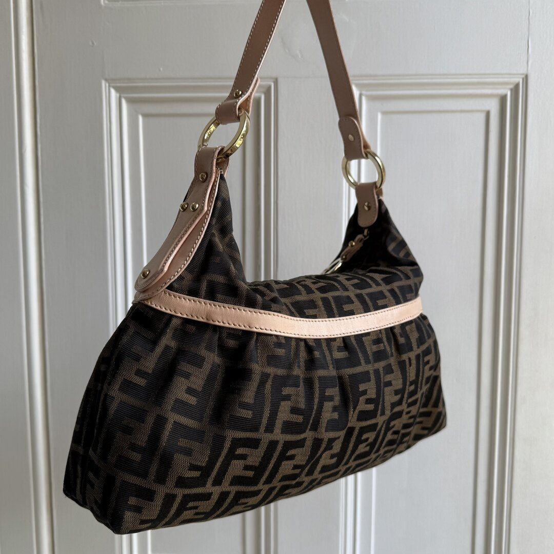 Fendi Zucca Charm Pink Shoulder Bag