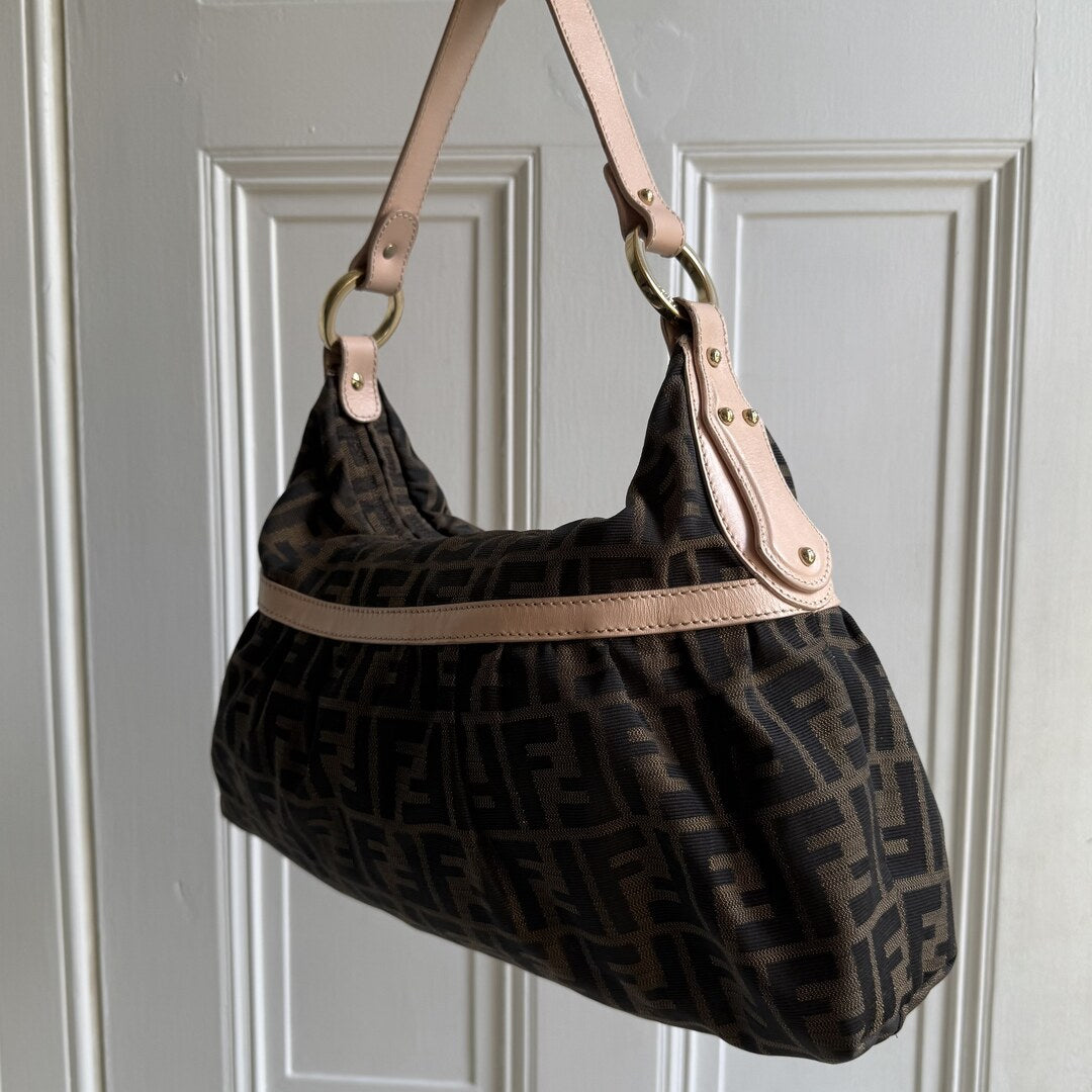 Fendi Zucca Charm Pink Shoulder Bag