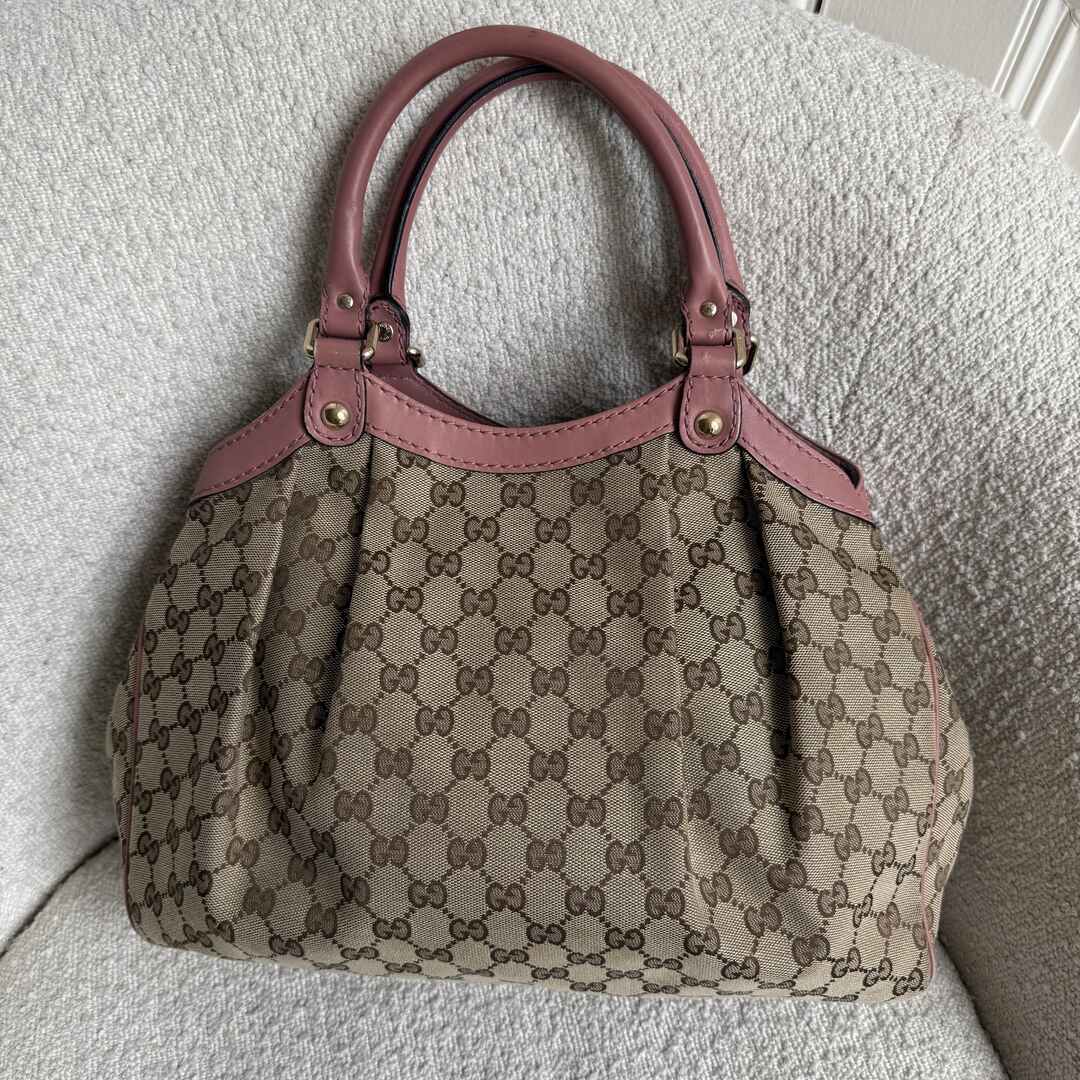 Gucci GG Canvas Sukey Pink Tote Bag