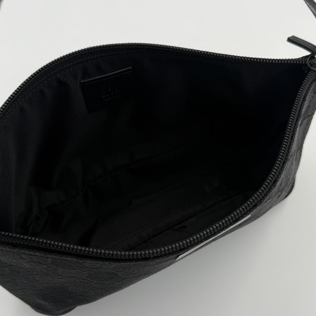 Gucci GG Monogram Black Boat Pochette Handbag