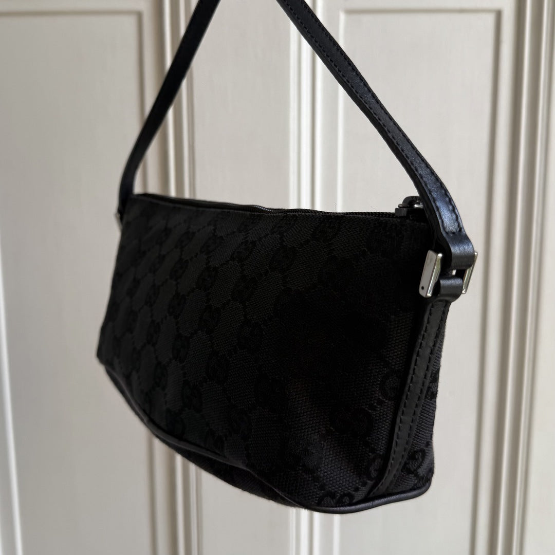 Gucci GG Monogram Black Boat Pochette Handbag