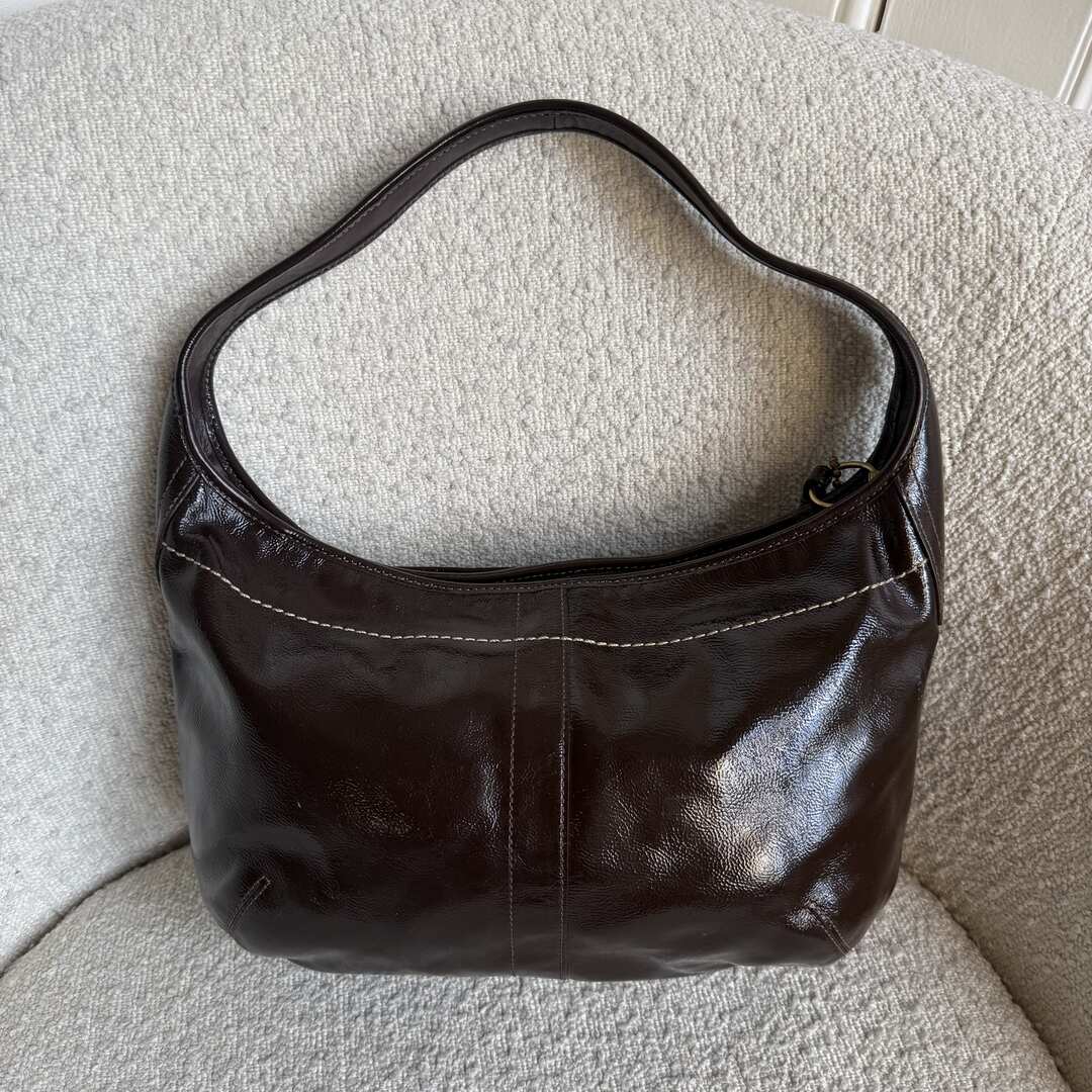 Coach Hobo Patent Leather Dark Brown Shoulder Bag
