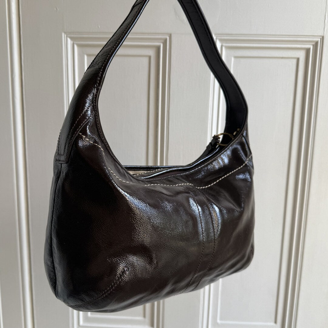 Coach Hobo Patent Leather Dark Brown Shoulder Bag