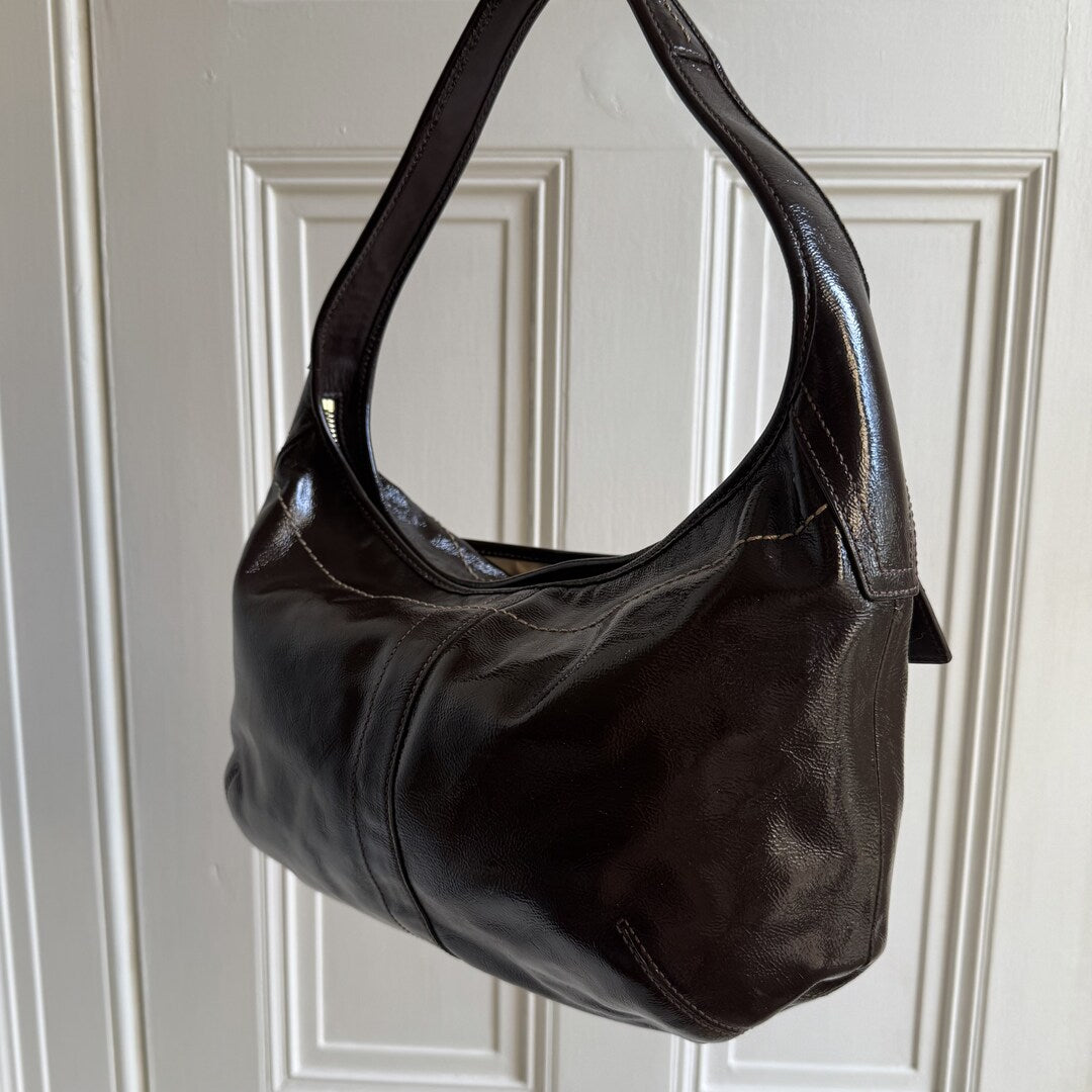Coach Hobo Patent Leather Dark Brown Shoulder Bag