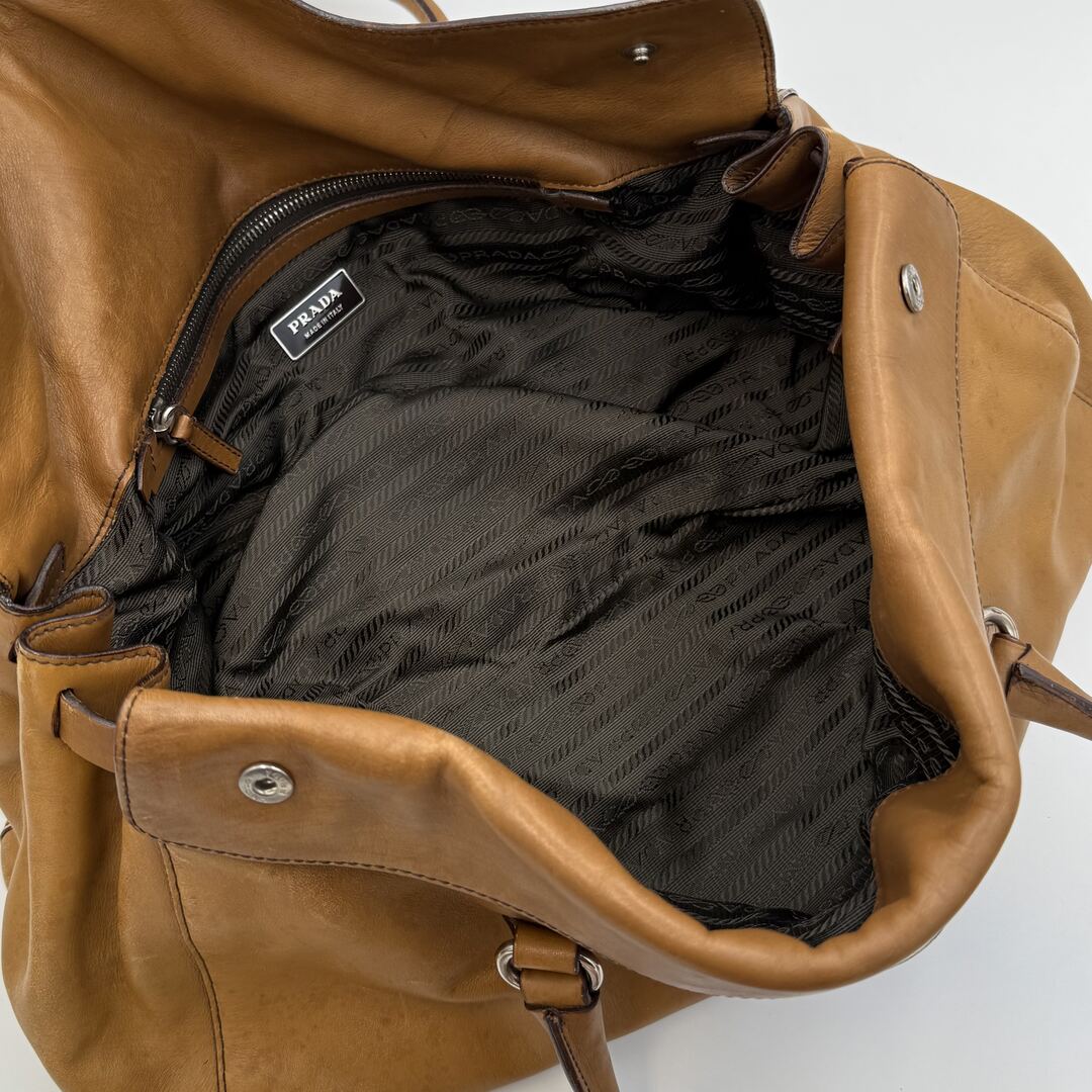 Prada Easy Leather Brown Shoulder Bag