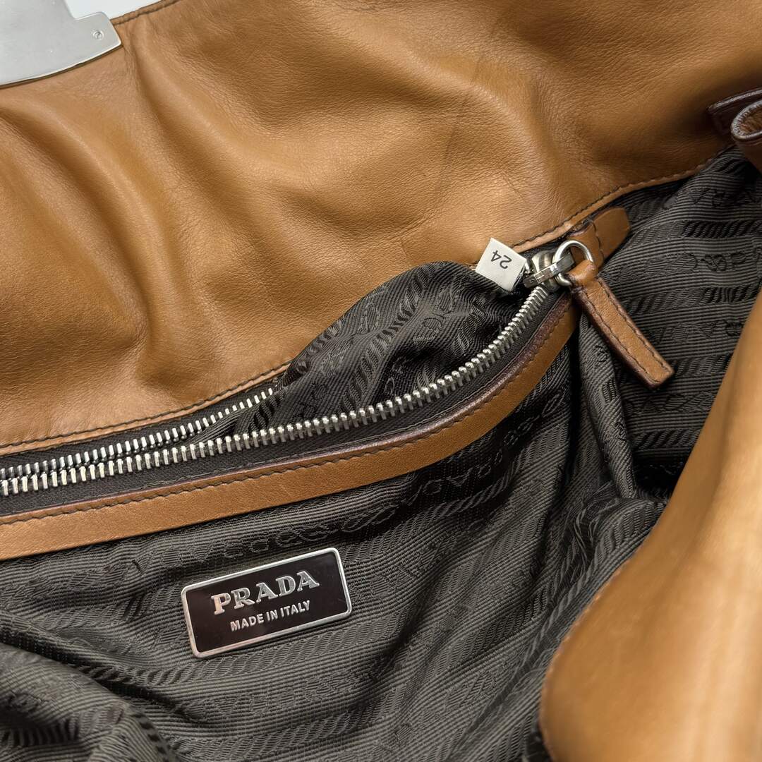 Prada Easy Leather Brown Shoulder Bag