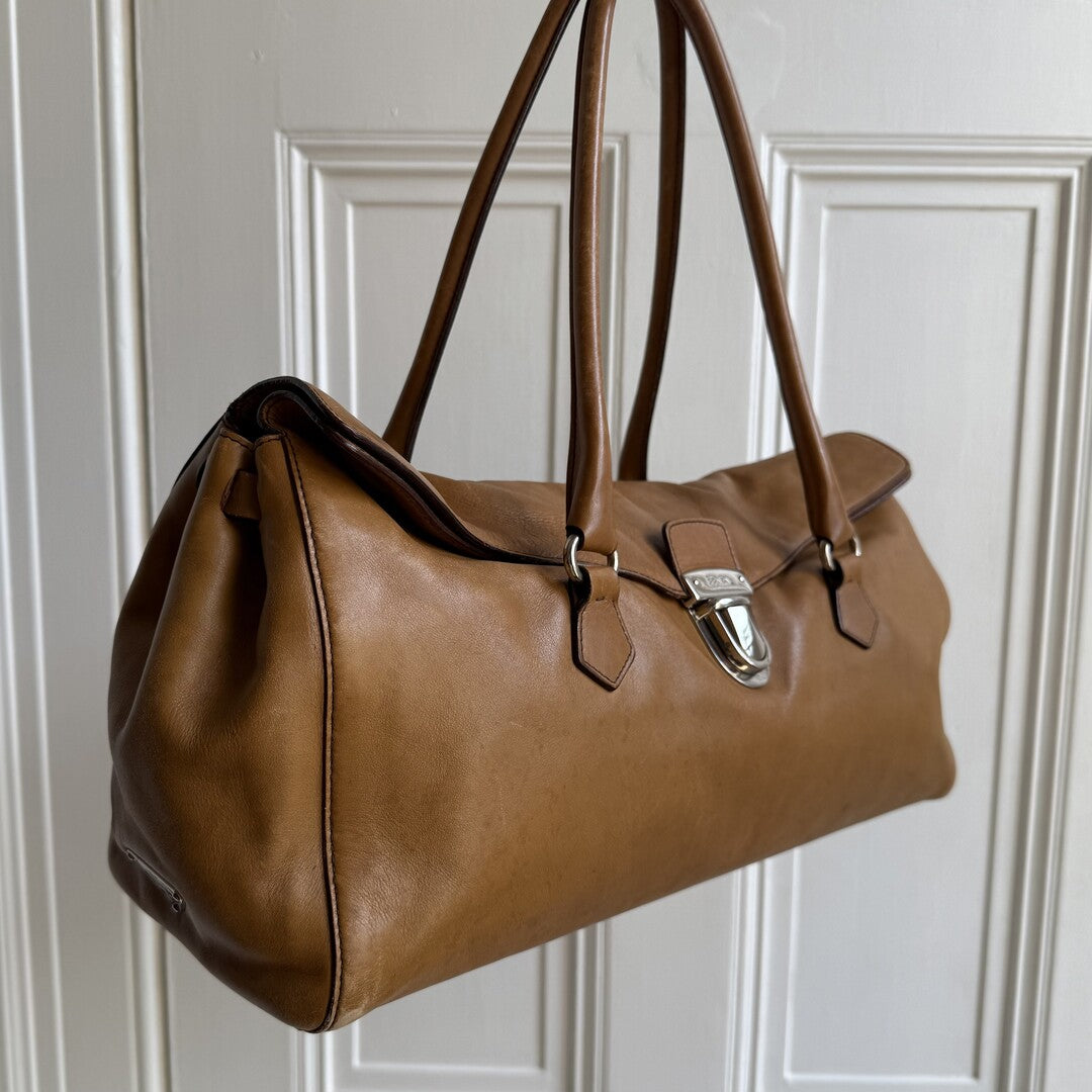 Prada Easy Leather Brown Shoulder Bag