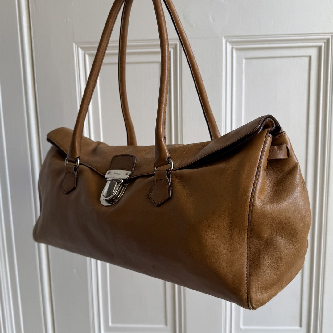 Prada Easy Leather Brown Shoulder Bag