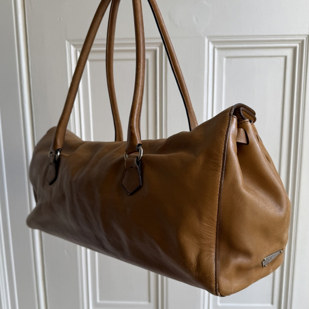 Prada Easy Leather Brown Shoulder Bag