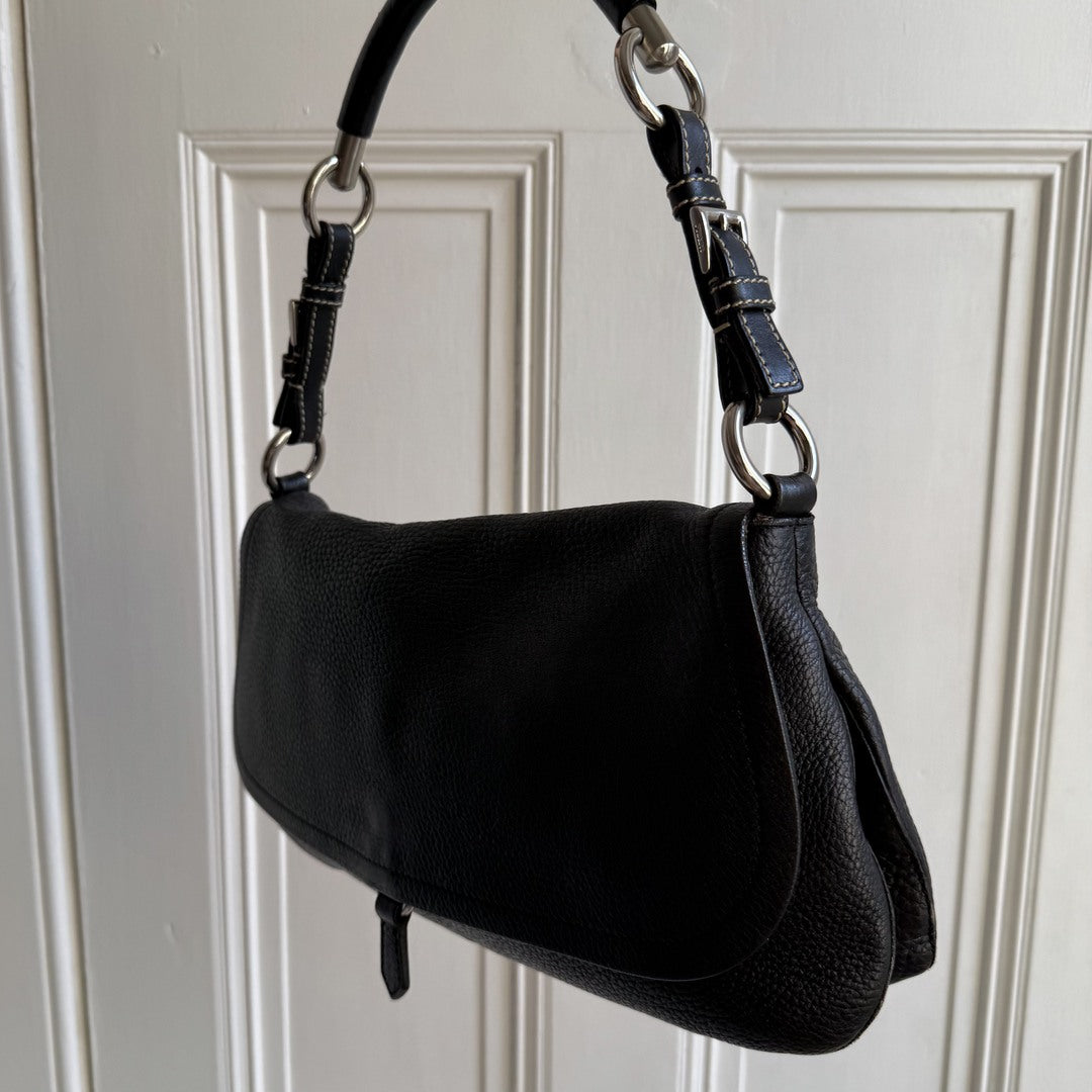 2004 Vitello Daino Black Leather Shoulder Bag