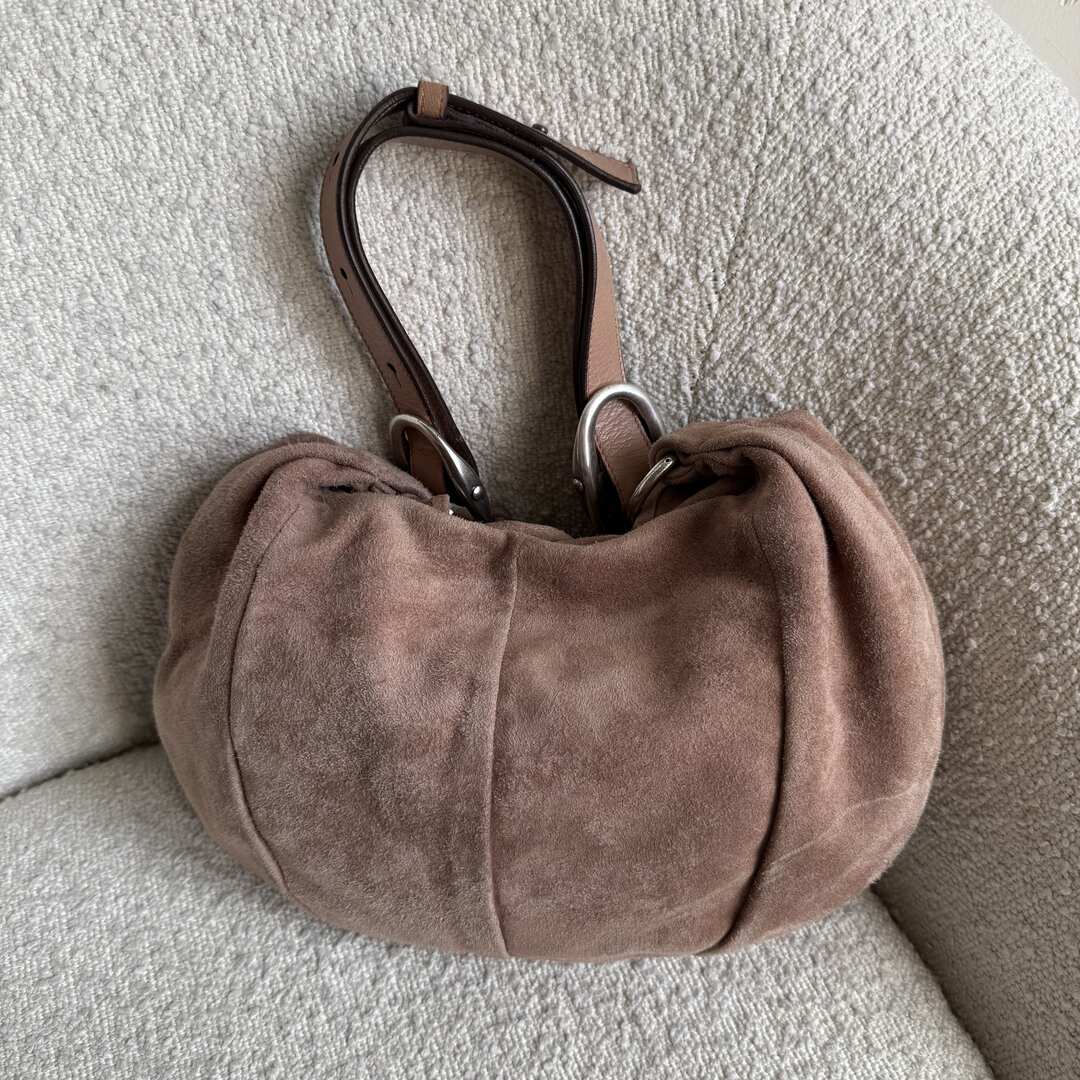 Yves Saint Laurent Rive Gauche Suede Nadja Brown Shoulder Bag