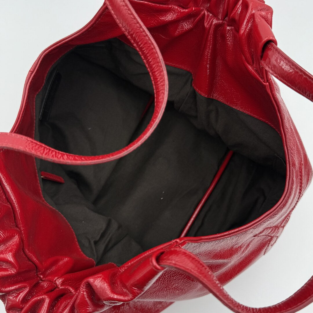 Yves Saint Laurent Hobo Patent Leather Red Tote Bag