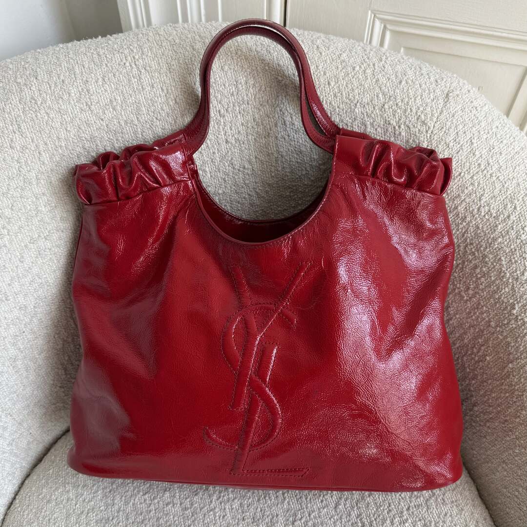 Yves Saint Laurent Hobo Patent Leather Red Tote Bag