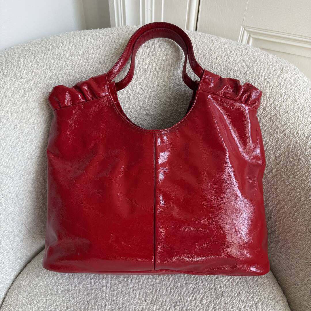 Yves Saint Laurent Hobo Patent Leather Red Tote Bag