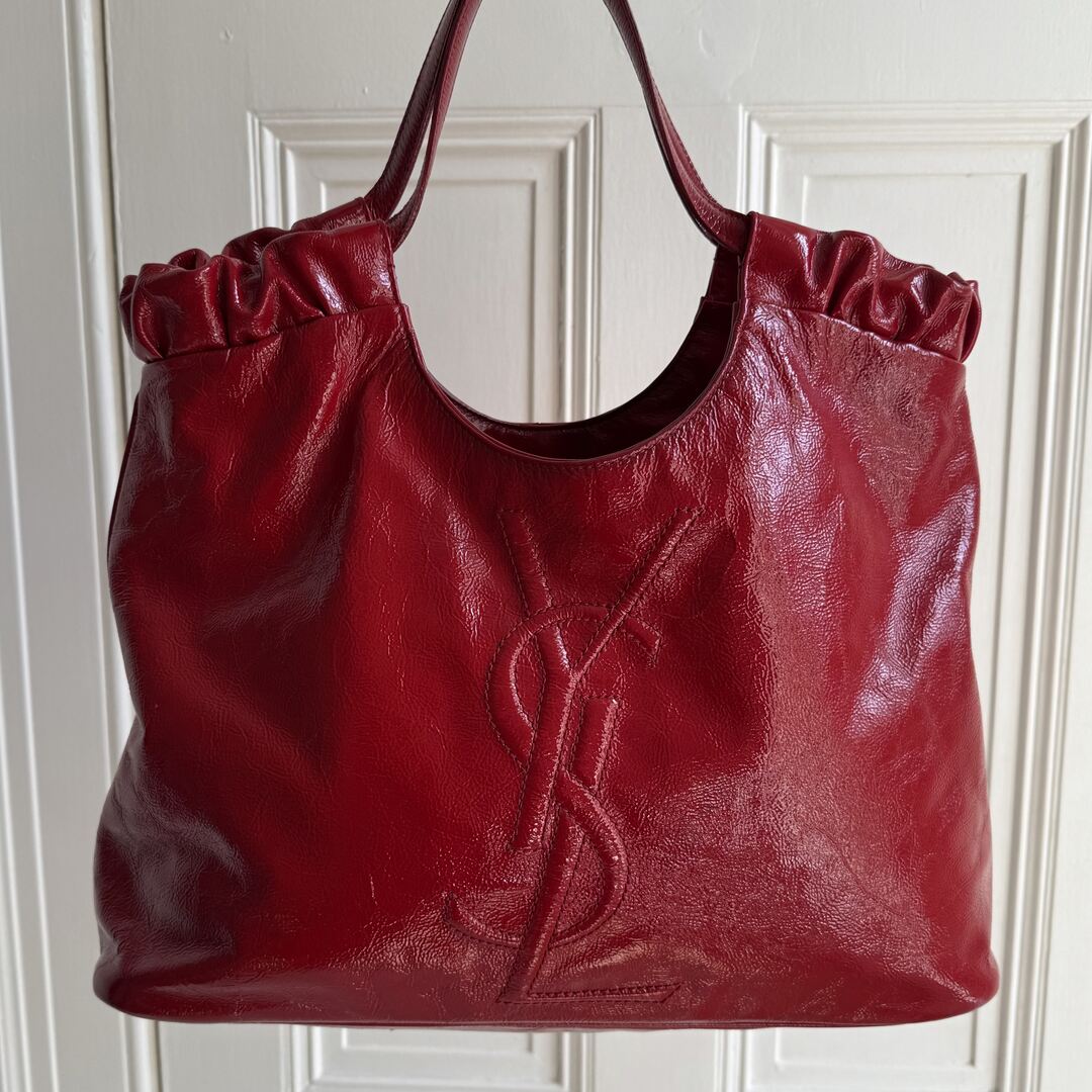 Yves Saint Laurent Hobo Patent Leather Red Tote Bag