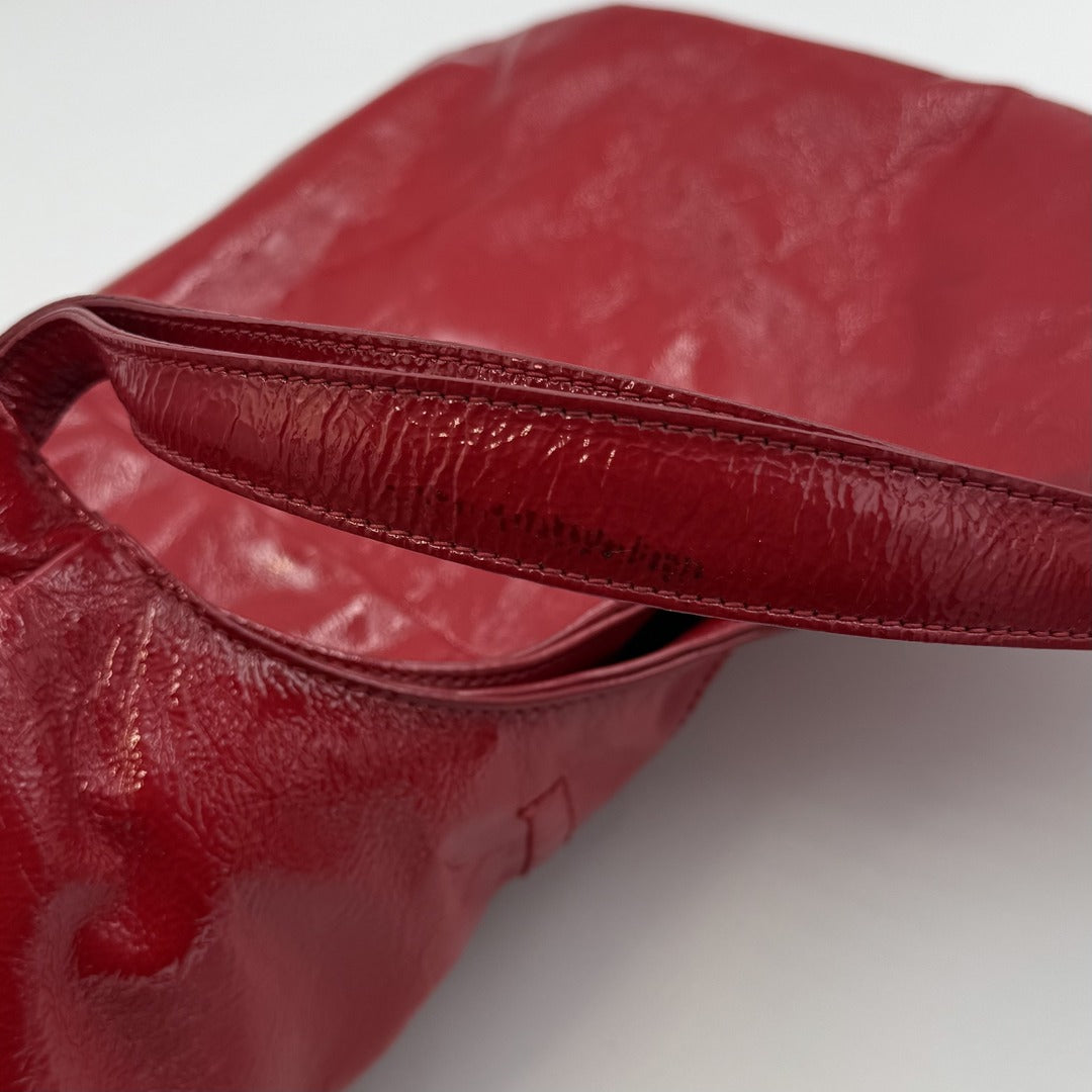 Yves Saint Laurent Hobo Patent Leather Red Tote Bag