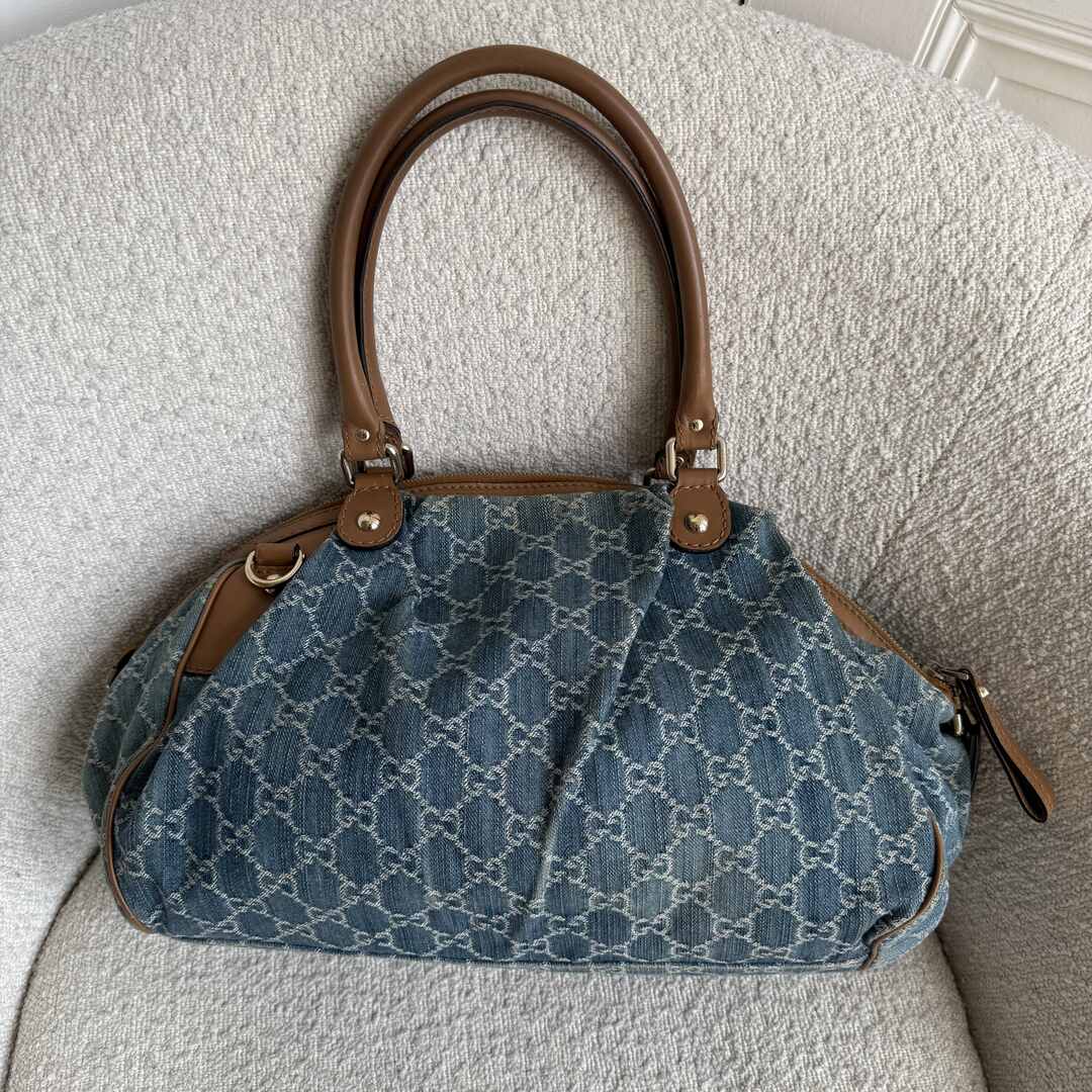 Gucci GG Denim Sukey Blue Tote Bag