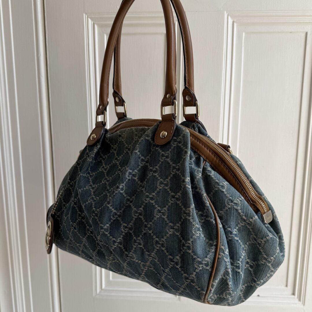 Gucci GG Denim Sukey Blue Tote Bag