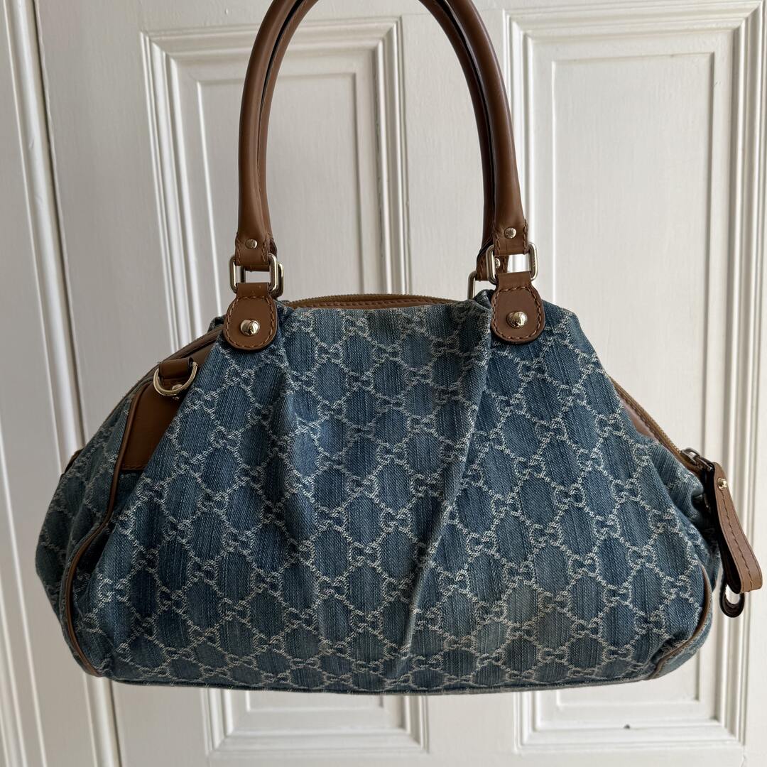 Gucci GG Denim Sukey Blue Tote Bag