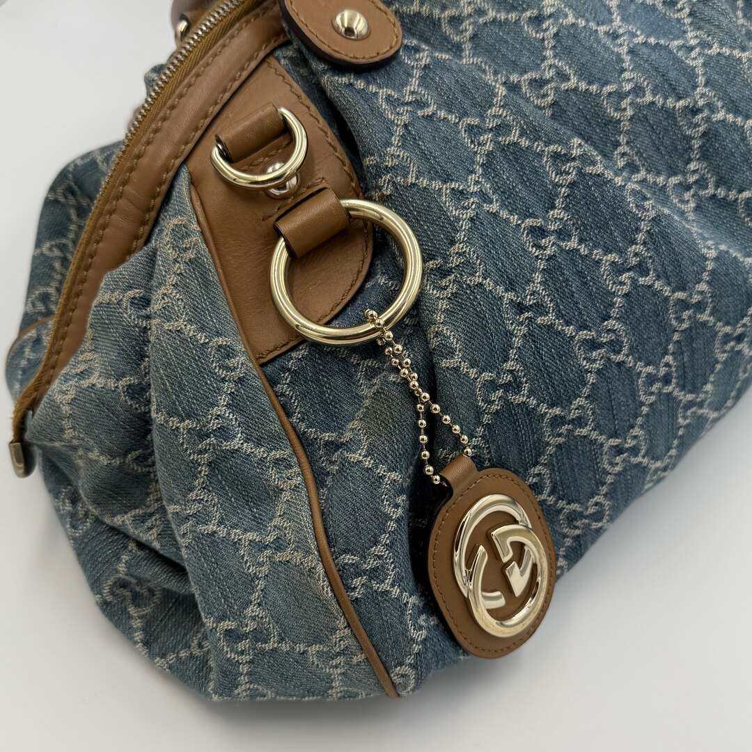 Gucci GG Denim Sukey Blue Tote Bag