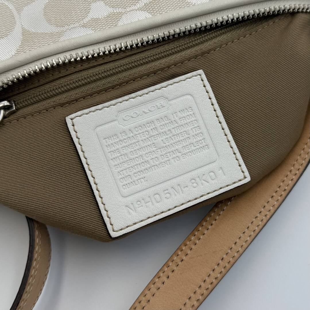 Coach Signature White Baguette Shoulder Bag
