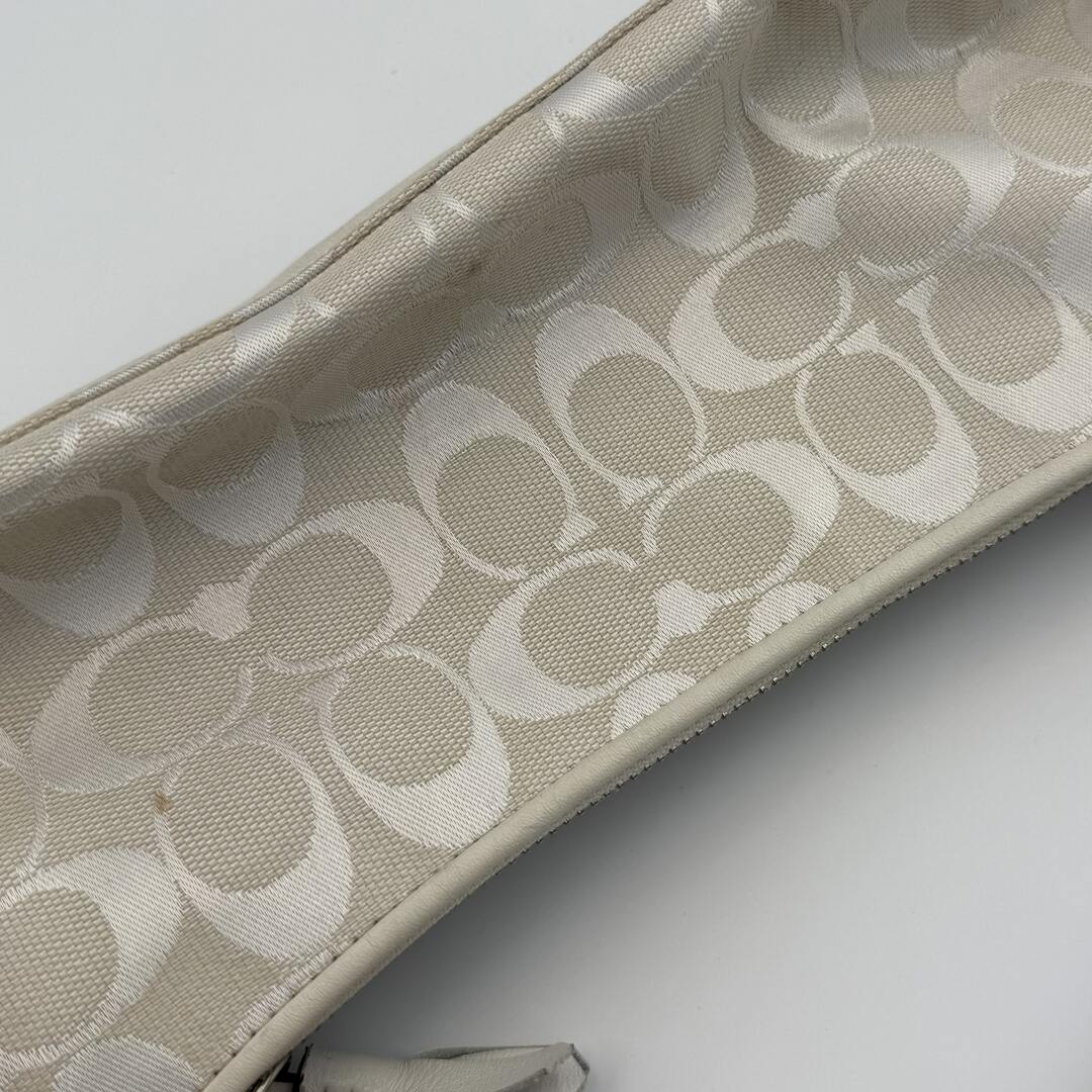Coach Signature White Baguette Shoulder Bag