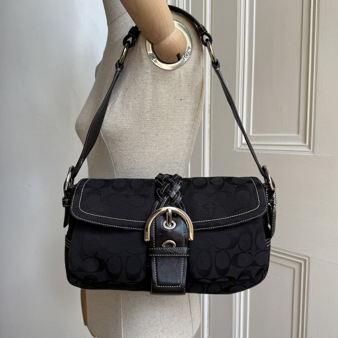 Coach Soho Signature Black Shoulder Bag