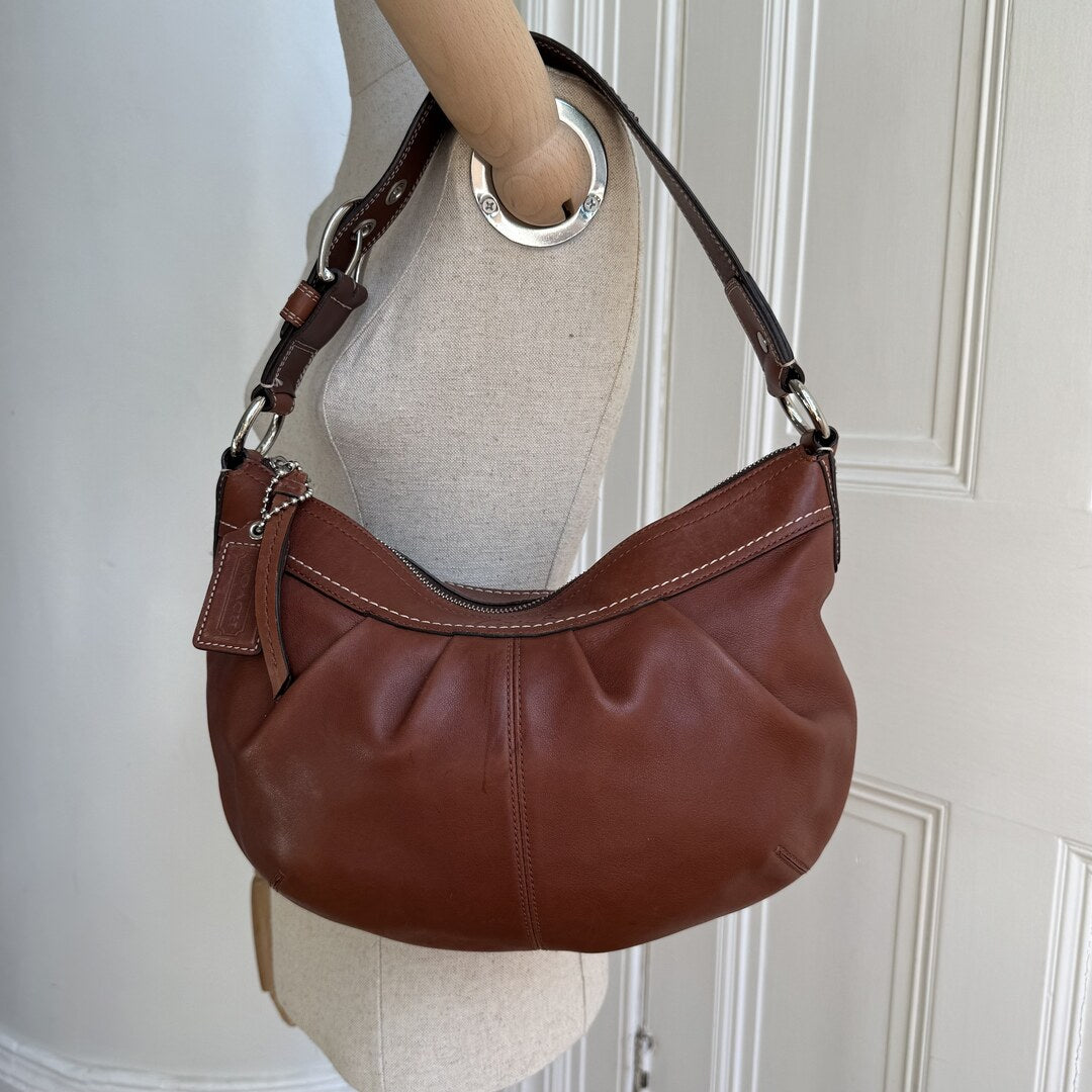 Coach Croissant Leather Brown Shoulder Bag