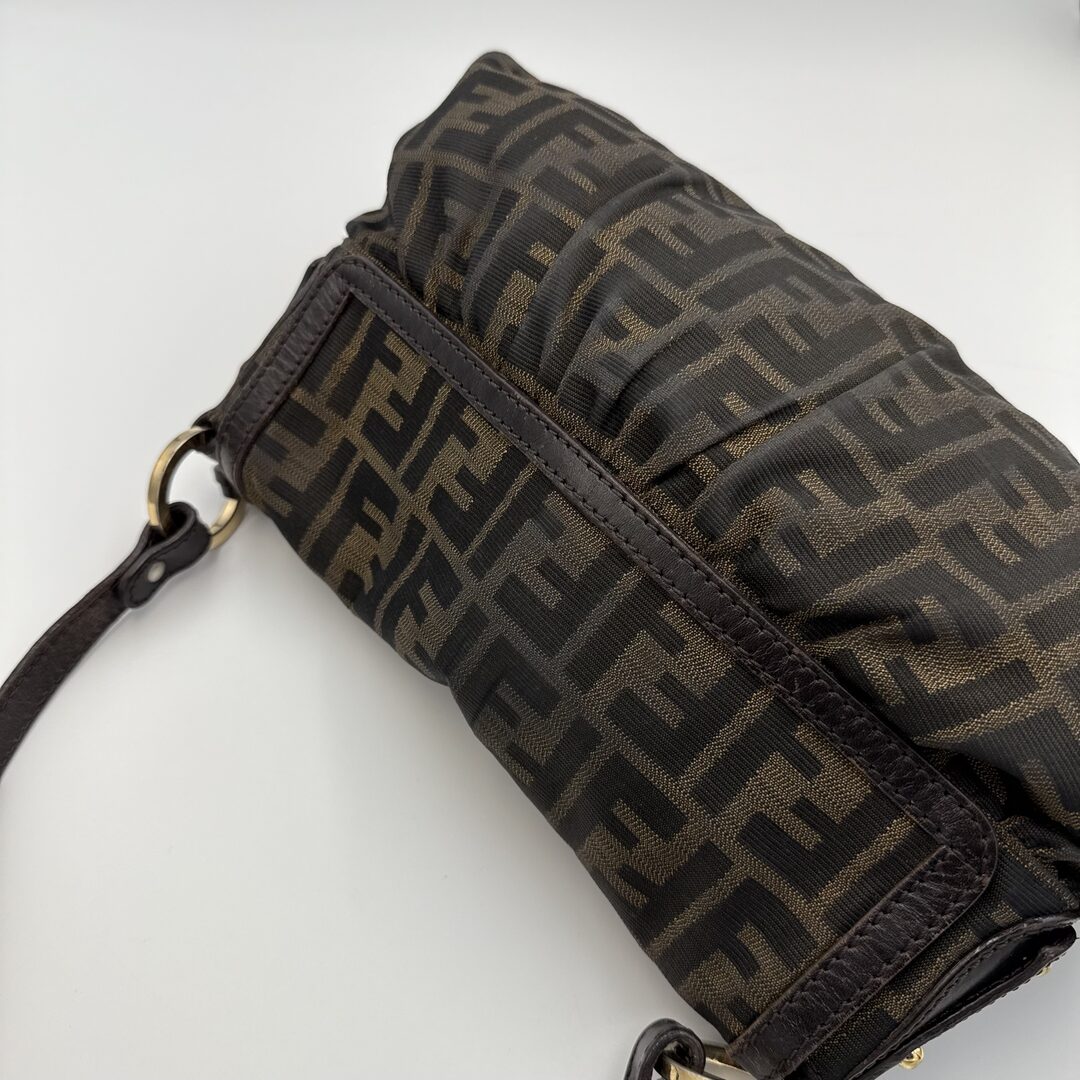 Fendi Zucca Flap Brown Shoulder Bag