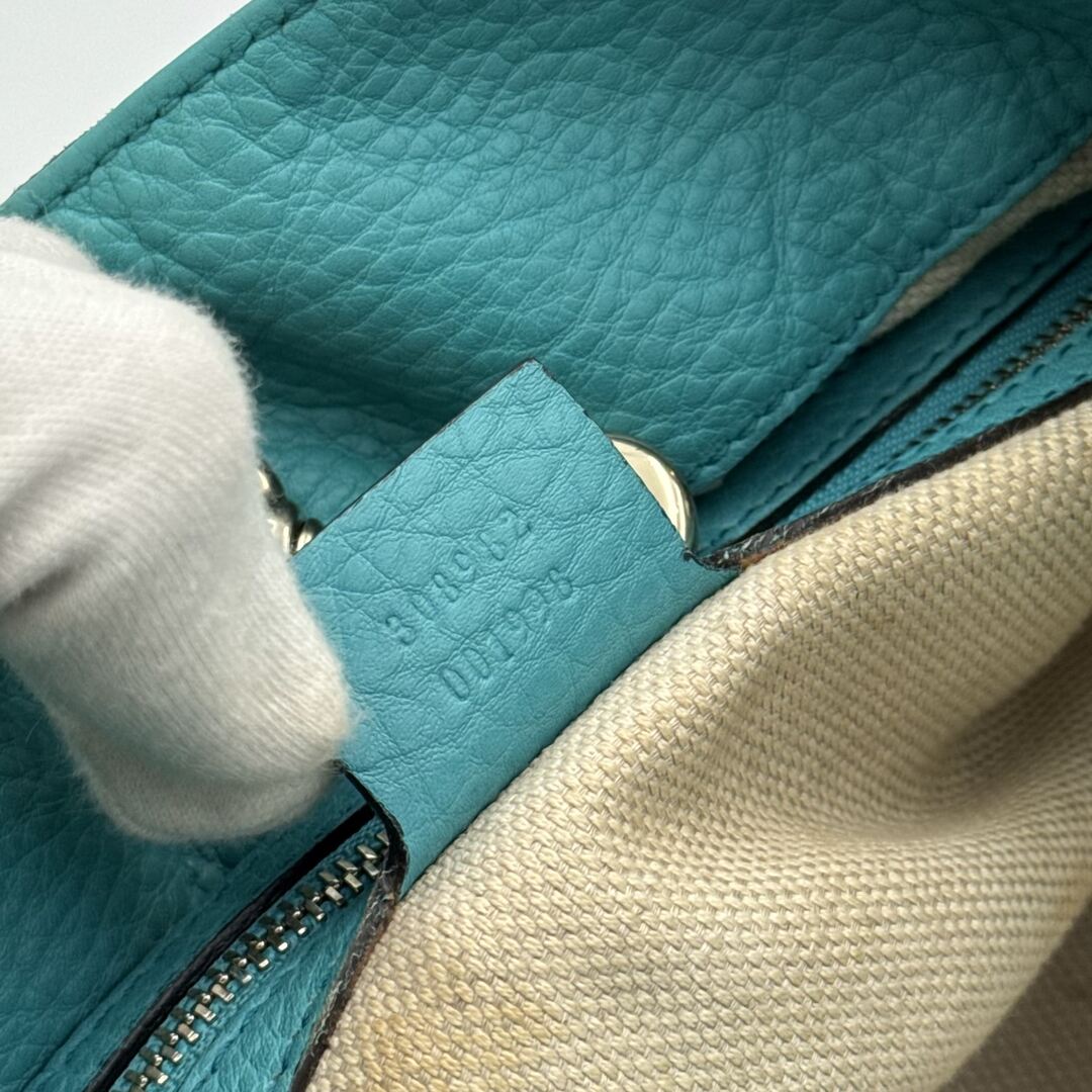 Gucci Soho Chain Blue Leather Tote Bag