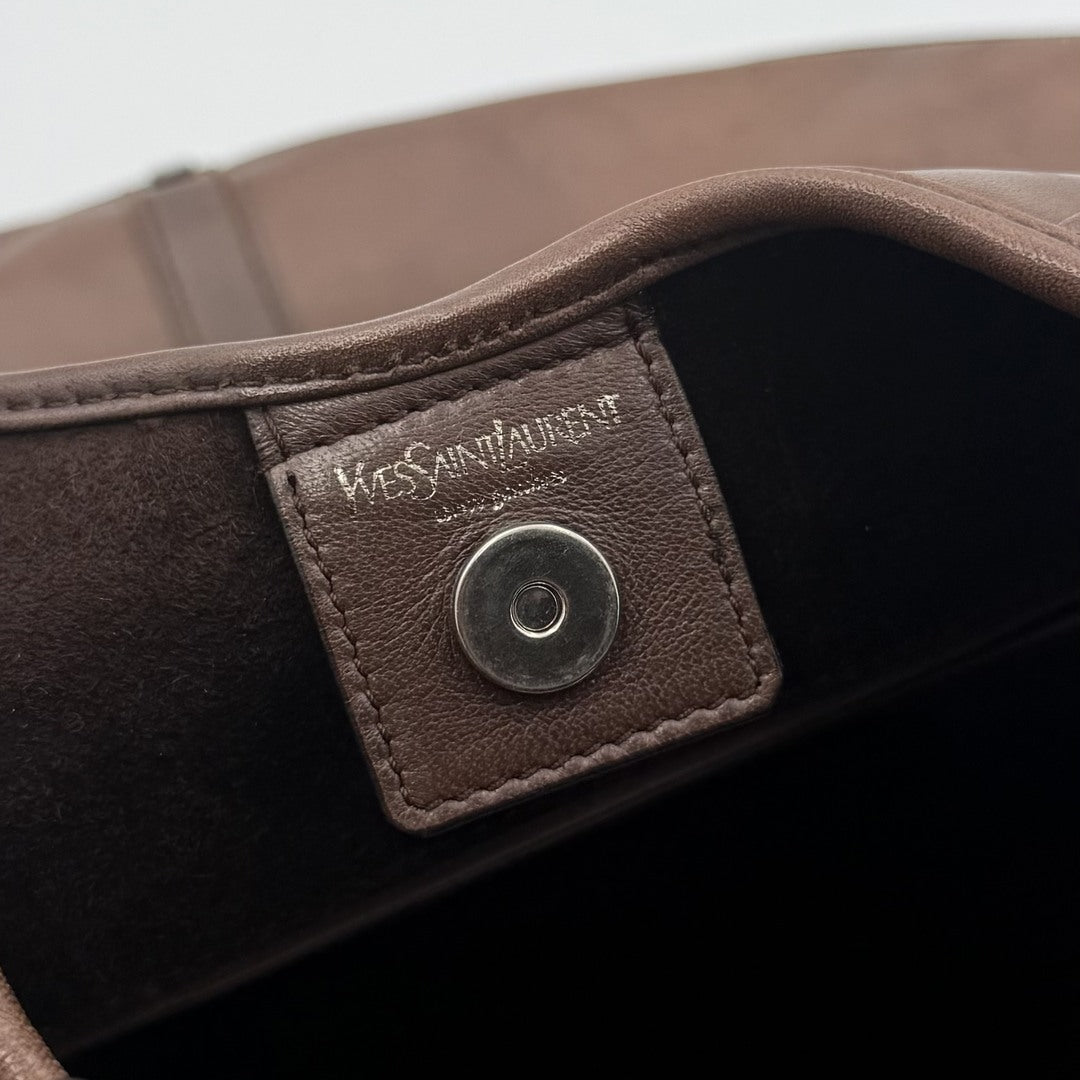 Yves Saint Laurent Studded Hobo Brown Shoulder Bag
