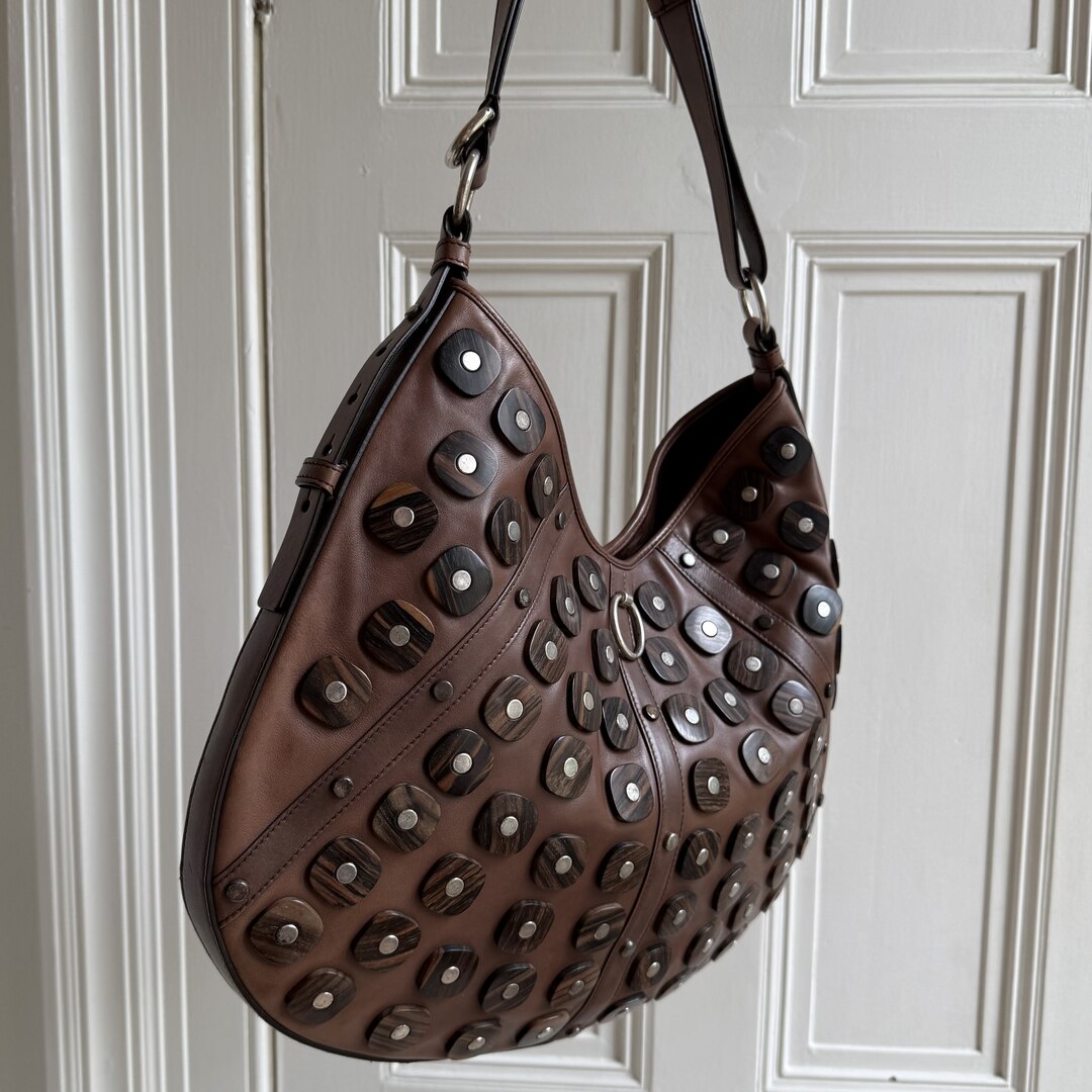 Yves Saint Laurent Studded Hobo Brown Shoulder Bag