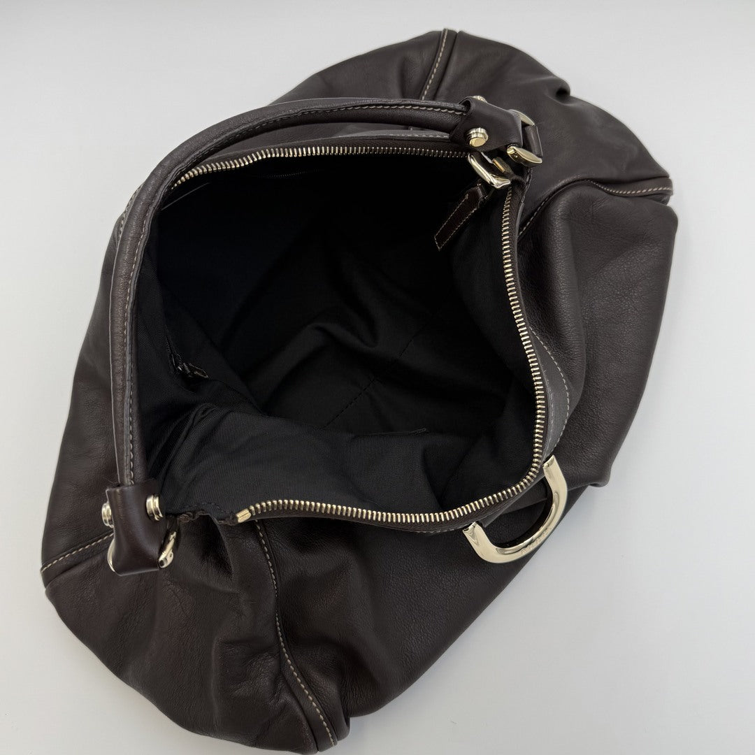 Gucci Abbey Leather Dark Brown Shoulder Bag