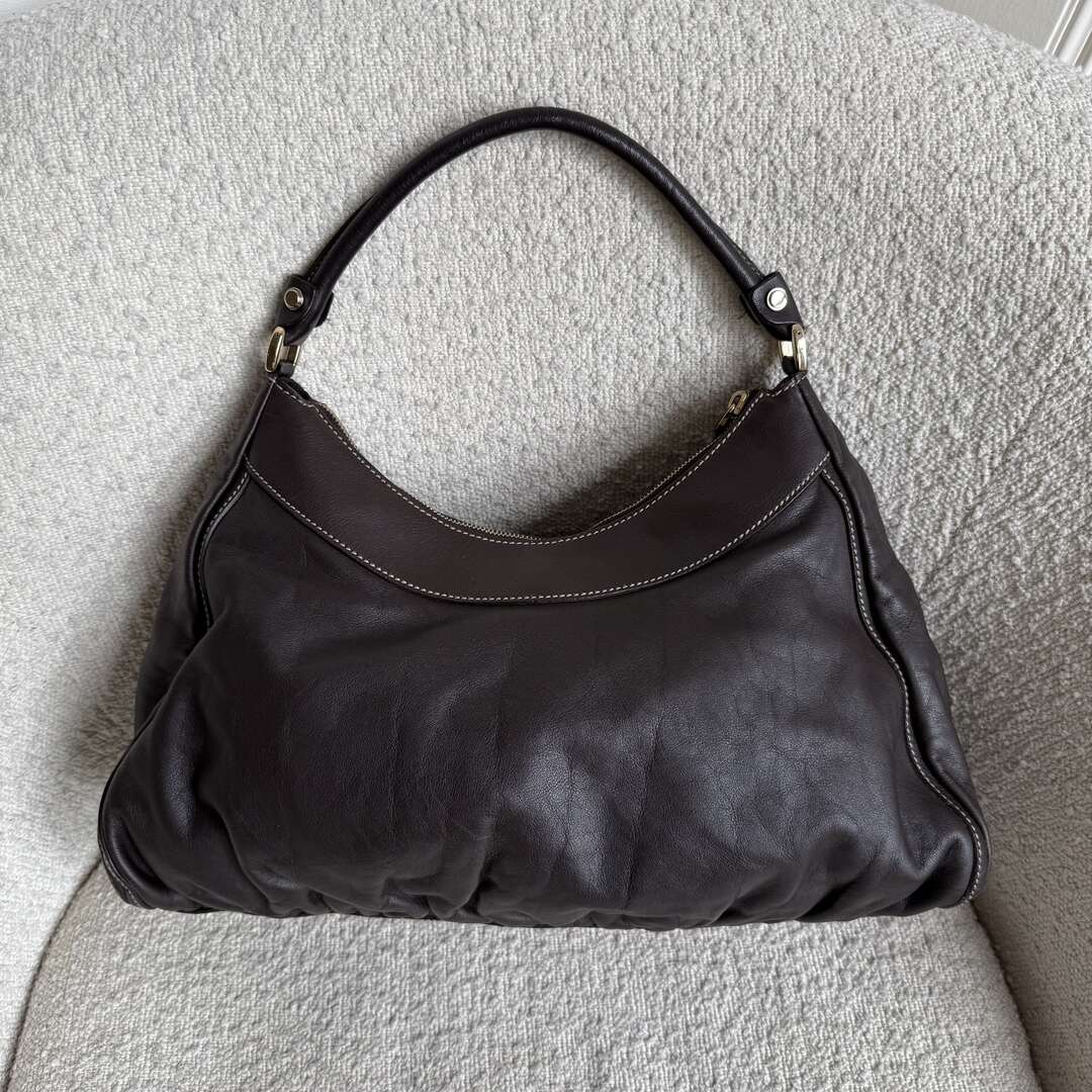 Gucci Abbey Leather Dark Brown Shoulder Bag
