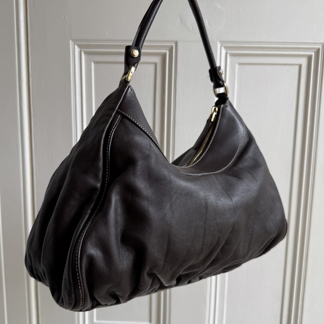 Gucci Abbey Leather Dark Brown Shoulder Bag