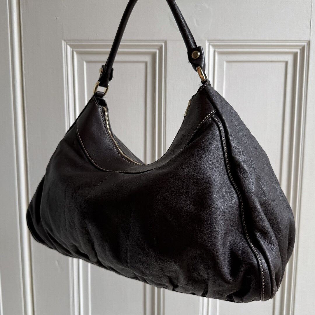 Gucci Abbey Leather Dark Brown Shoulder Bag