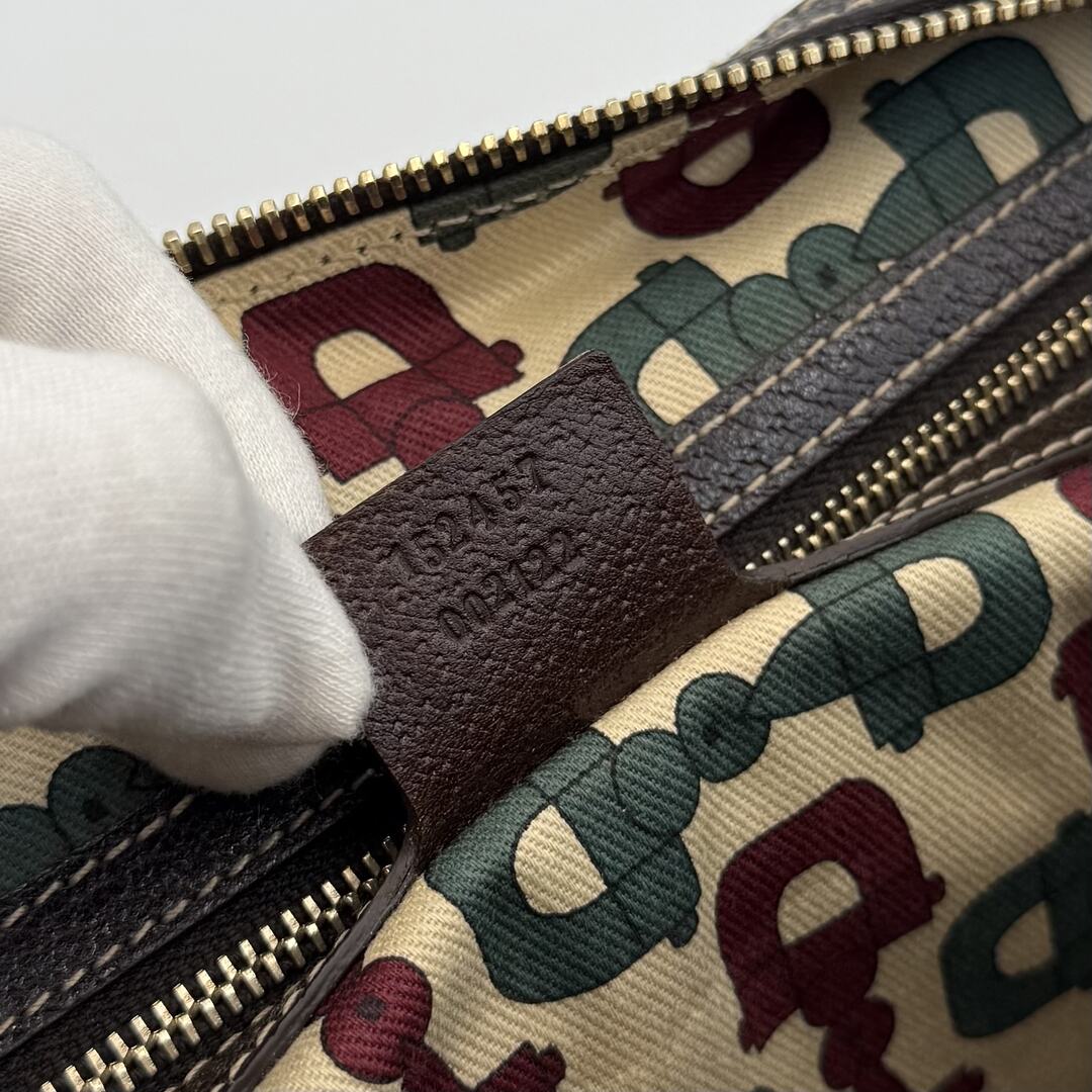 Rare Gucci GG Suede Charmy Boston Brown Shoulder Bag