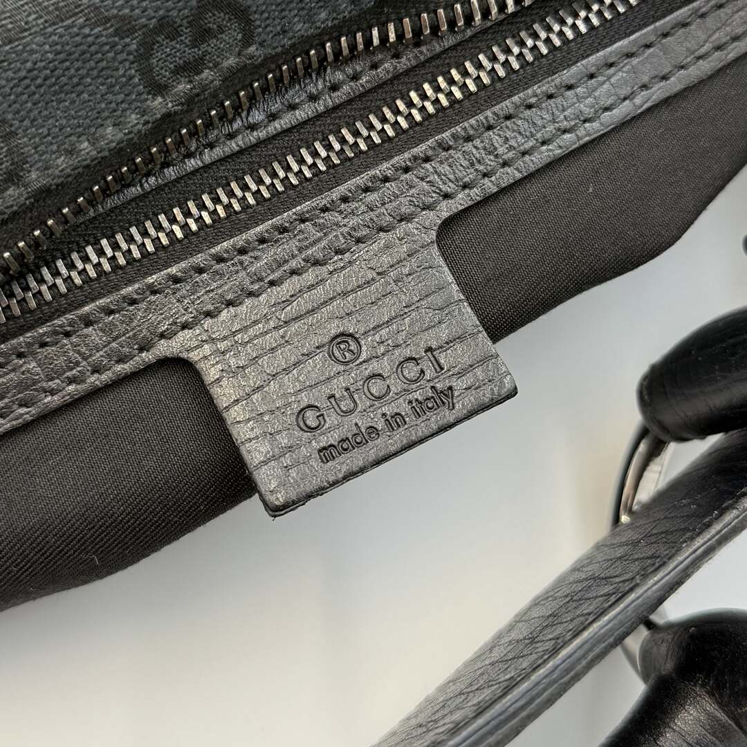 Gucci GG Canvas Horsebit Hobo Black Shoulder Bag