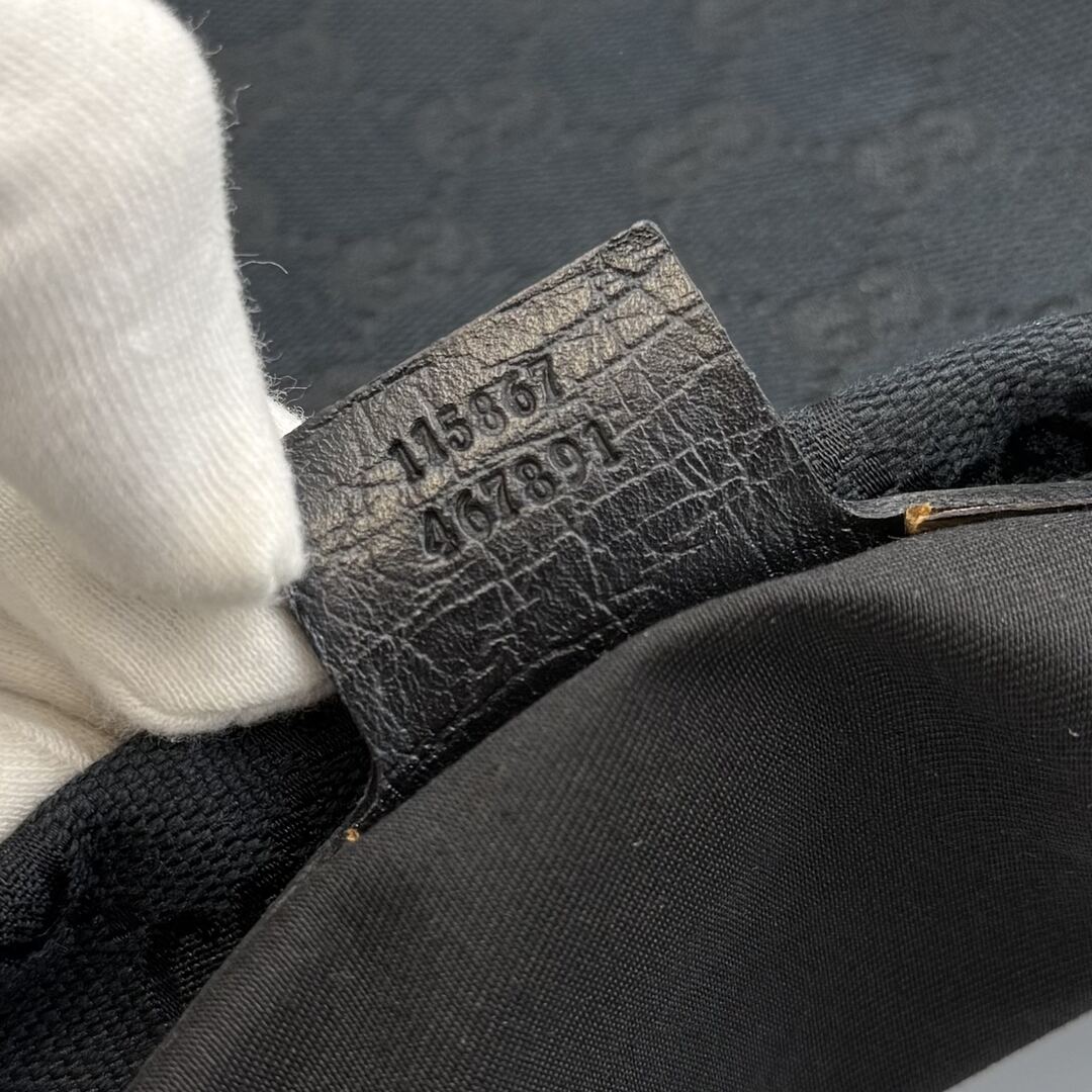Gucci GG Canvas Horsebit Hobo Black Shoulder Bag