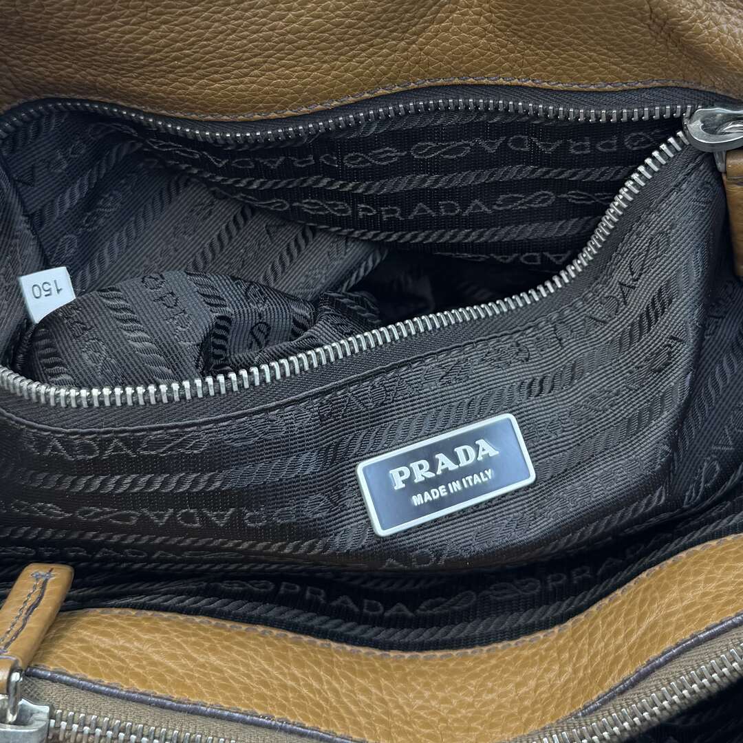 Prada Vitello Daino Leather Brown Tote Bag
