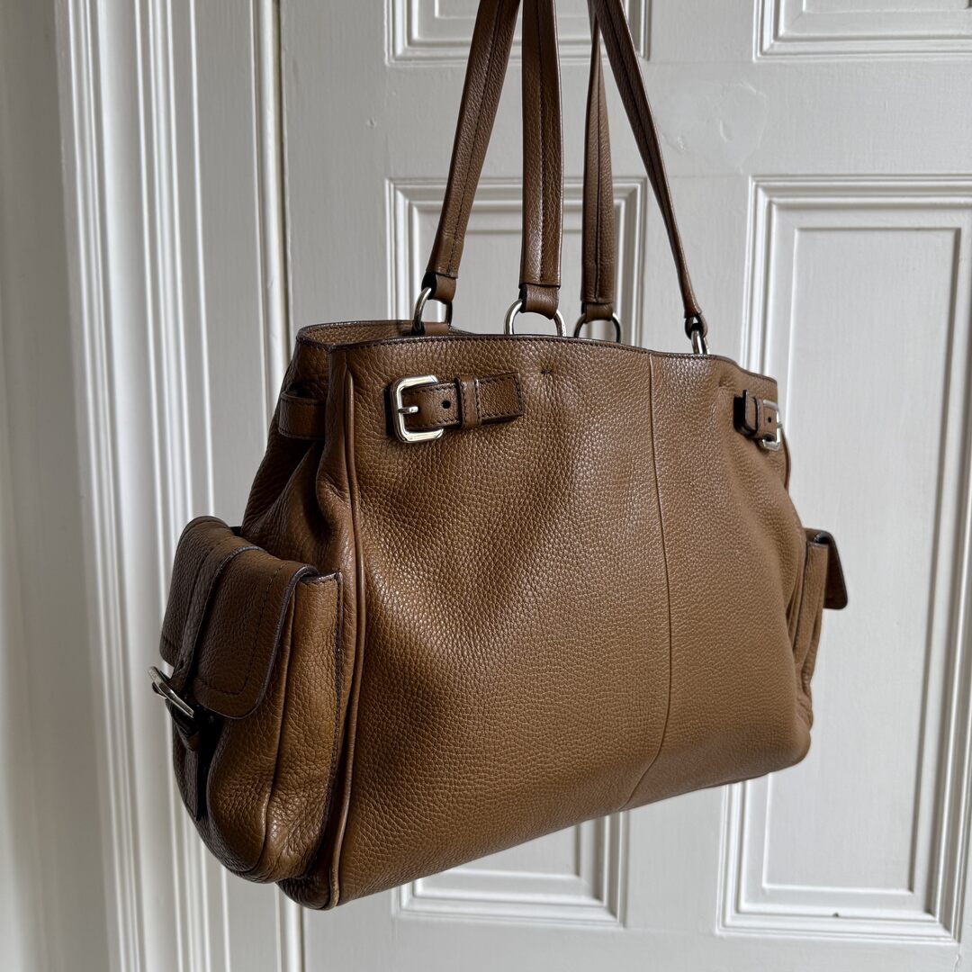 Prada Vitello Daino Leather Brown Tote Bag