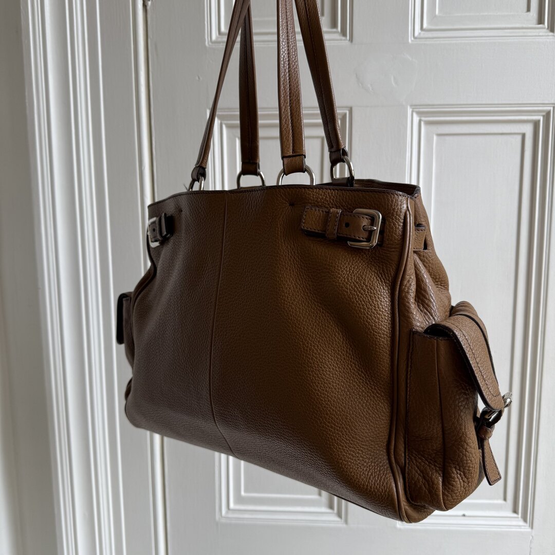 Prada Vitello Daino Leather Brown Tote Bag