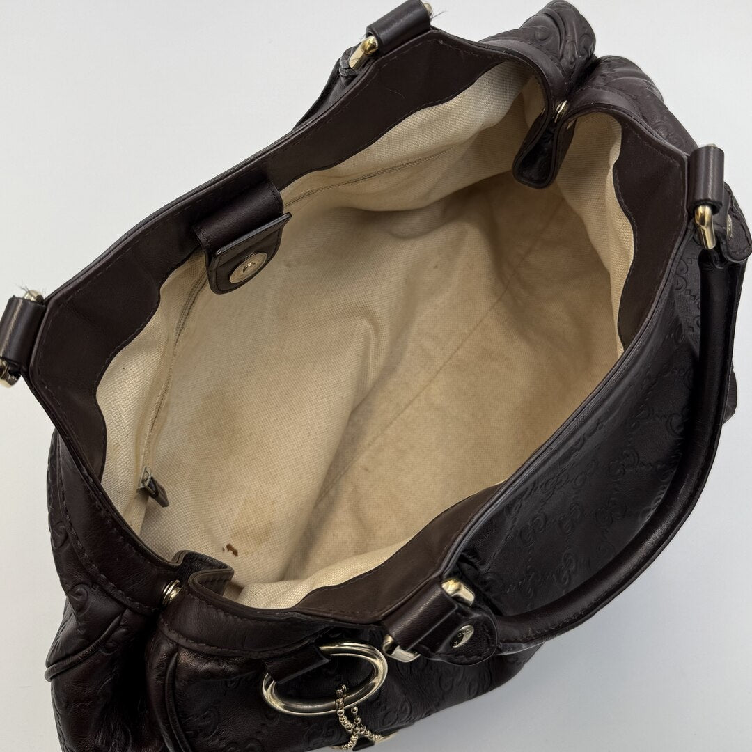 Gucci Guccissima Sukey Leather Brown Tote Bag